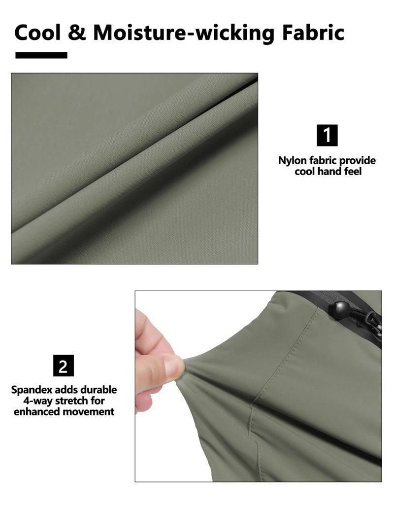 Little Donkey Andy Menâ€™s Ultra-Stretch Quick Dry Lightweight Bermuda Shorts Drawstring Zipper Pocket Hiking Travel Golf Sage M - Image 4